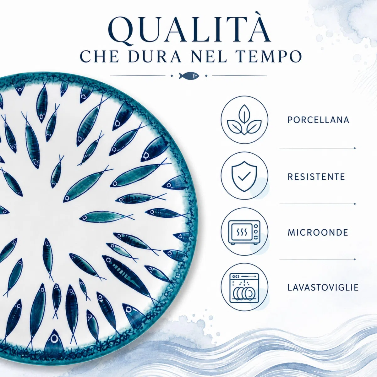 NAMAI - Servizio Piatti 6 Persone, Porcellana Resistente, Adatti In Lavastoviglie e Microonde, Colori Vivaci, Set Piatti 12 Pezzi, Idea Regalo