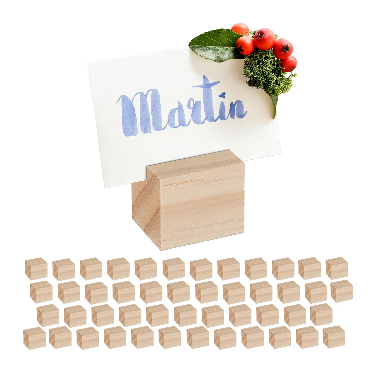 Relaxdays Supporti Segnaposto Legno, Set da 48, Portafoto, Portamenù da Tavolo, per Matrimonio e Battesimo, Naturale
