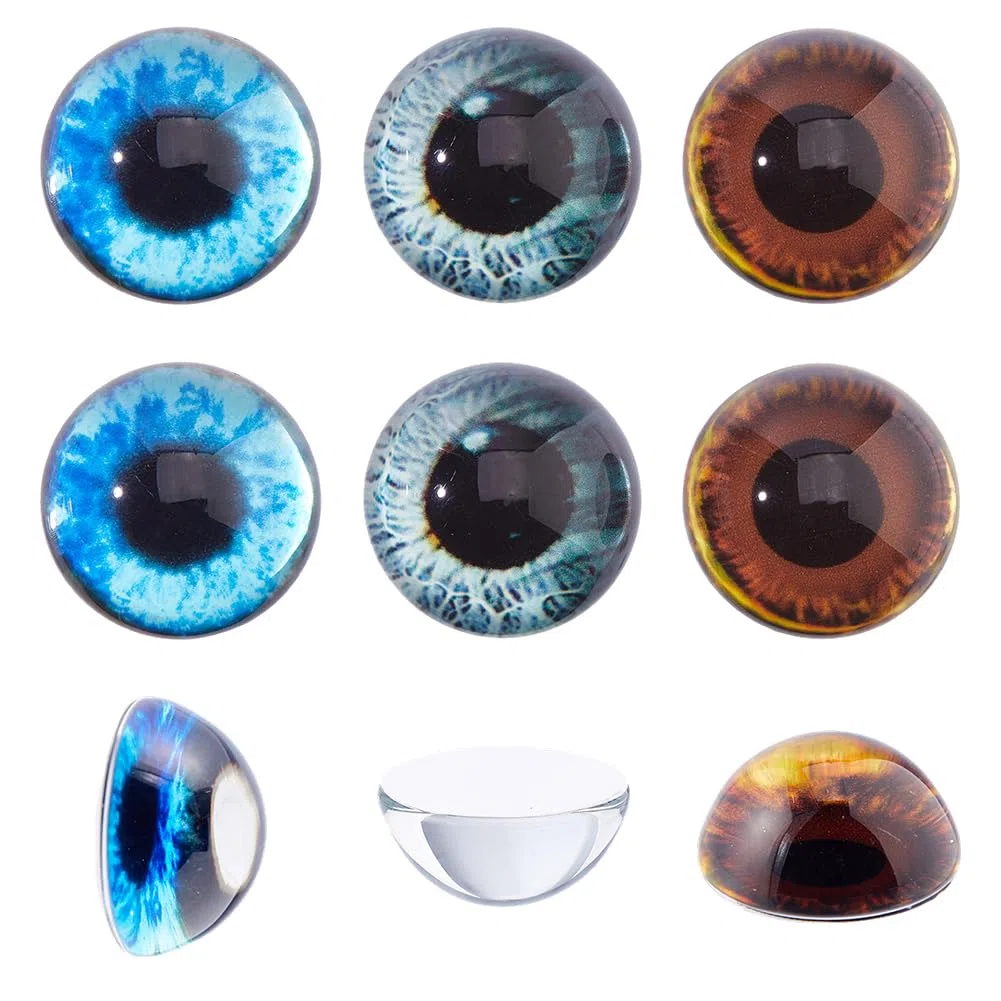 SUPERFINDINGS 3 Paio 3 Colori Assortiti Occhi 30mm Occhi di Vetro Occhi Semicircolari Occhi di Gatto Occhi A Cupola in Vetro Cabochon Occhi di Sicurezza per Animali Sculture Oggetti Scena Creazione