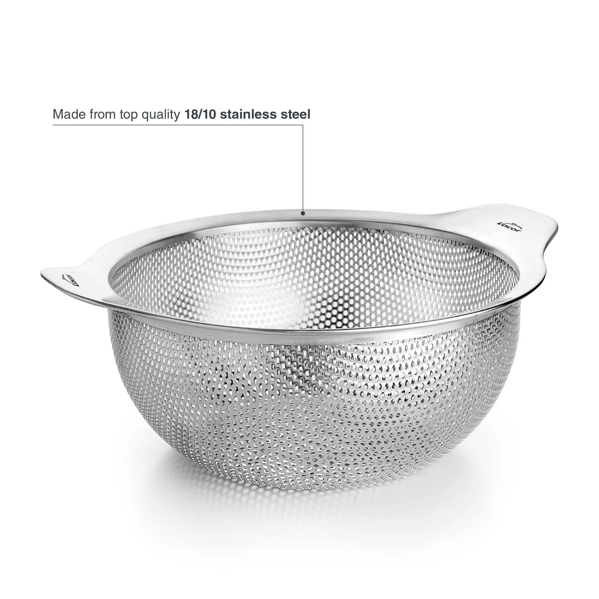 Lacor 62736 - Scolapasta Cucina Inox, Acciaio Inossidabile 18/10 e Ø24 cm | Grande contenitore impilabile con manici per scolare verdura o pasta. Adatto a pentole e lavastoviglie.
