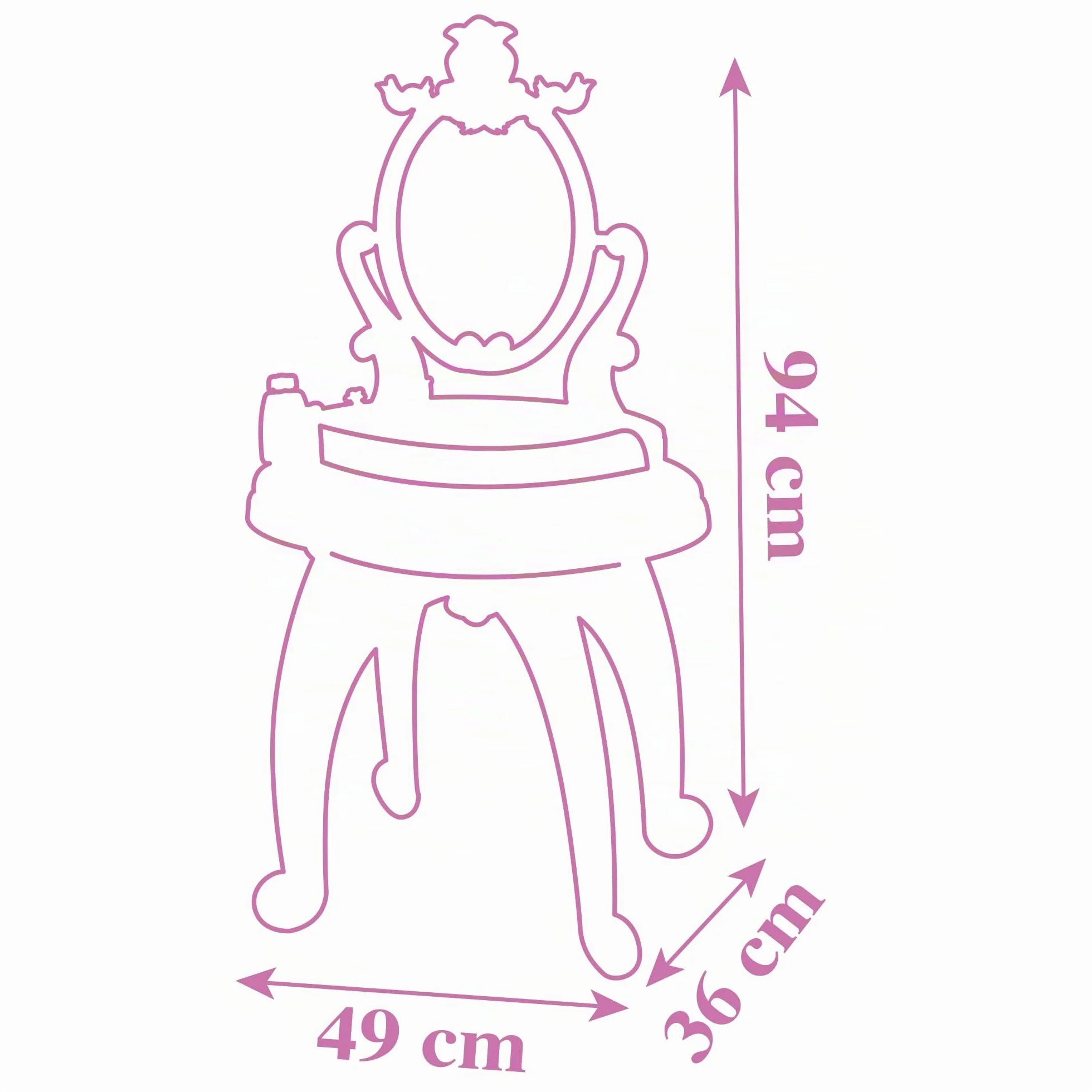 Smoby - Disney Princess specchiera 2 in 1, 7600320250, +3 anni, con sgabello, specchio girevole, da specchiera a tavolo, 10 accessori