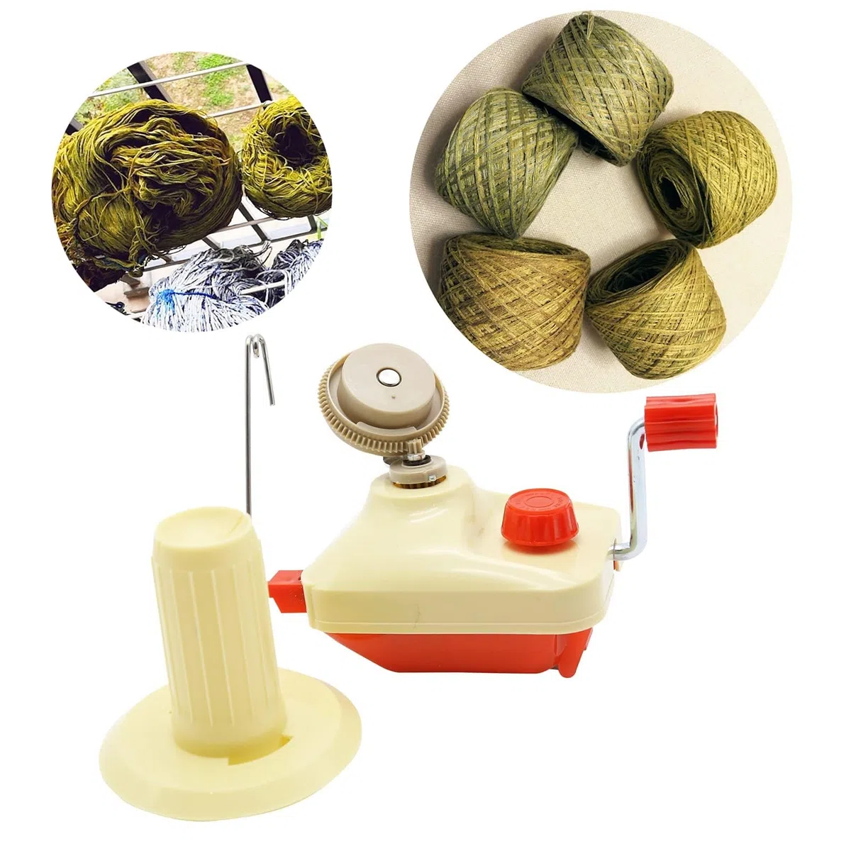 LAMXD Needlecraft - Avvolgitore per gomitoli di filati, azionato a mano, rosso, confezione portatile, facile da installare e usare, robusto con manico in metallo e morsetto da tavolo, incluso set di