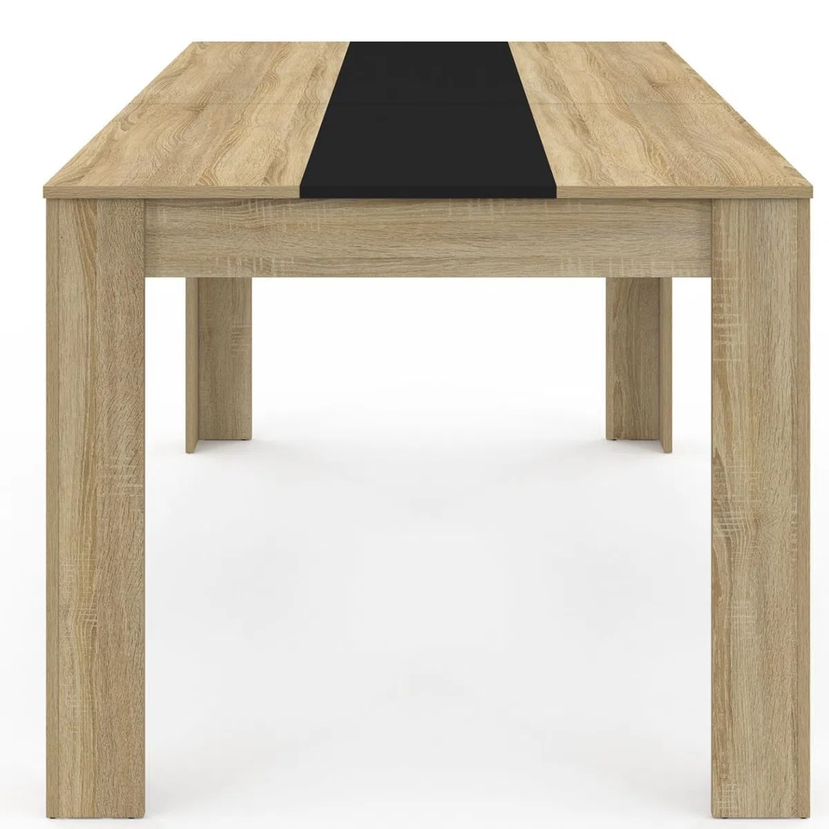 IDMarket - Tavolo da pranzo rettangolare GEORGIA per 8 persone in simil-faggio e nero 160 x 80 cm