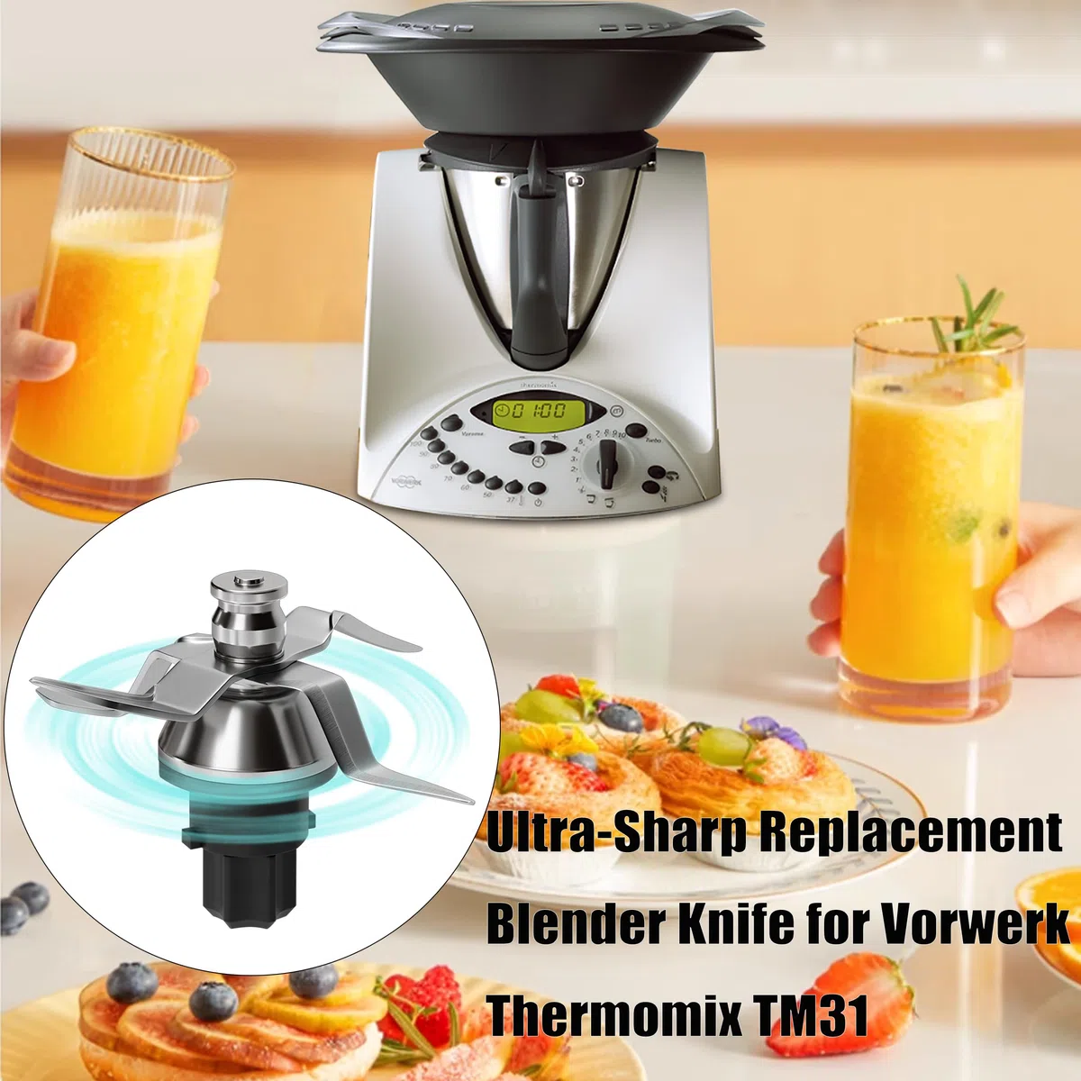Gruppo Coltelli Lame compatibile per Vorwerk Thermomix Bimby TM31 TM 31 Lama Affilato in acciaio Inox