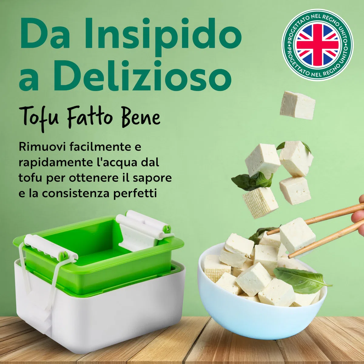 Tofuture Tofu Press – L'Originale, senza BPA, lavabile in lavastoviglie – Per un tofu più gustoso e compatto – Facile ed efficiente – Ideale per la preparazione dei pasti – 227g-400g tofu
