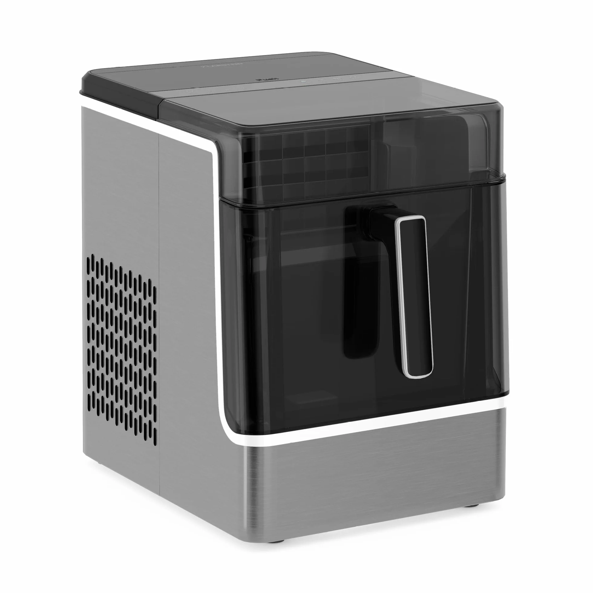 Klarstein - Macchina del Ghiaccio, Acciaio Inossidabile, 23kg/24h, 32 Cubetti/17 Min, Pulizia Automatica, Pannello di Controllo, Avviso del Livello Acqua, Design Moderno, Acciaio inossidabile