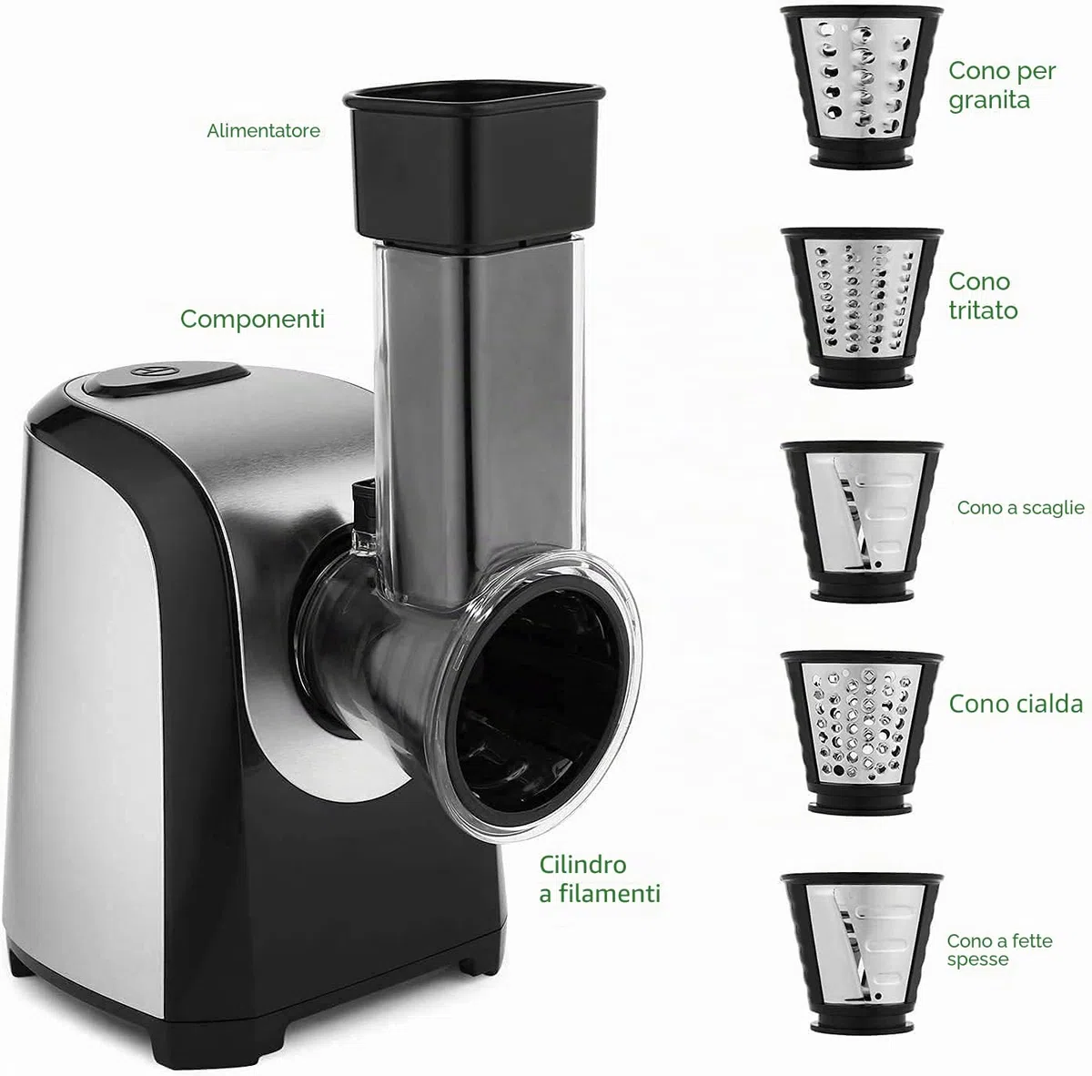 COOCHEER Taglia Verdure Elettrico, Multifunzione Tritatutto da Cucina 5 IN 1 Tritatutto per Verdura, 150W
