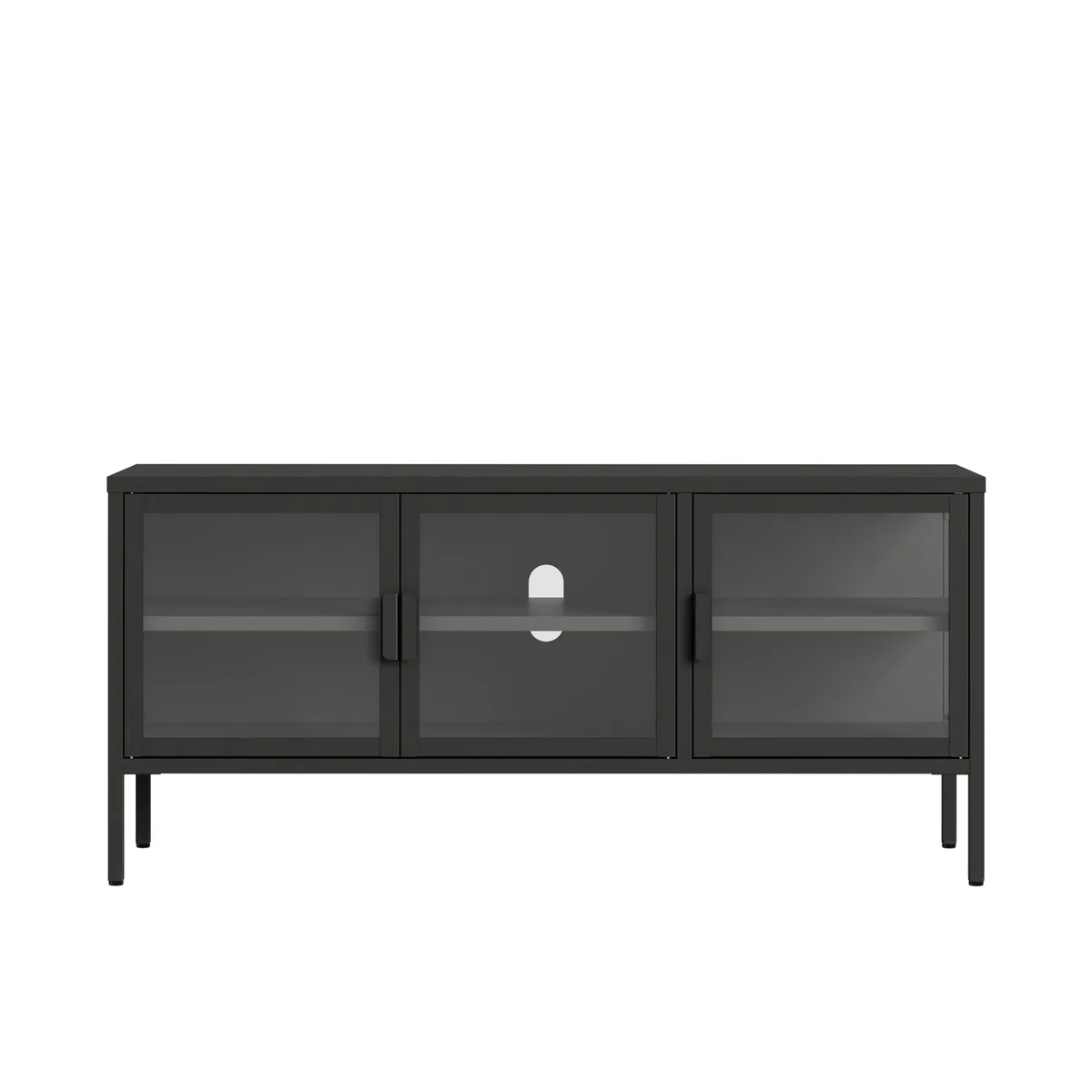 [en.casa] Armadietto con Vetrina Mobile TV in Acciaio Nero con 3 Ante in Vetro Temperato Mobile Contenitore Moderno per Soggiorno Ufficio 55 x 118 x 35 cm