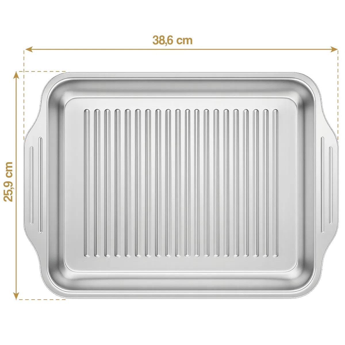 Teglia da Forno Rettangolare in Acciaio Inox 36 x 27 - Teglia Profonda per Arrosti, Lasagne e Verdure - Vassoio da Forno Universale - Grandi Stampi Rettangolari per Cuocere