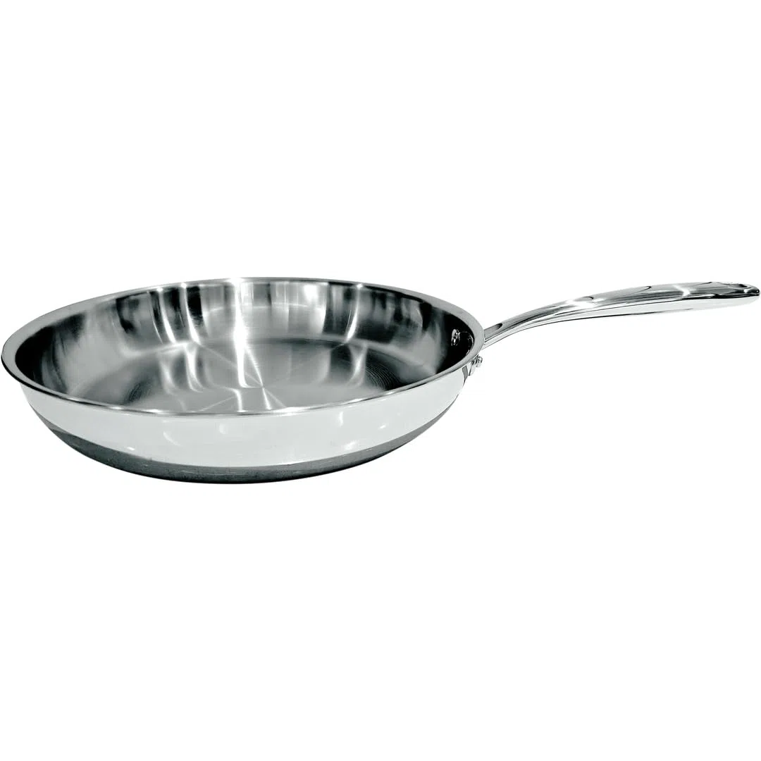 Nerthus FIH 1578 padella acciaio inox 3 strati base full induction senza antiaderente compatibile con tutti i piani cottura professionale e durevole