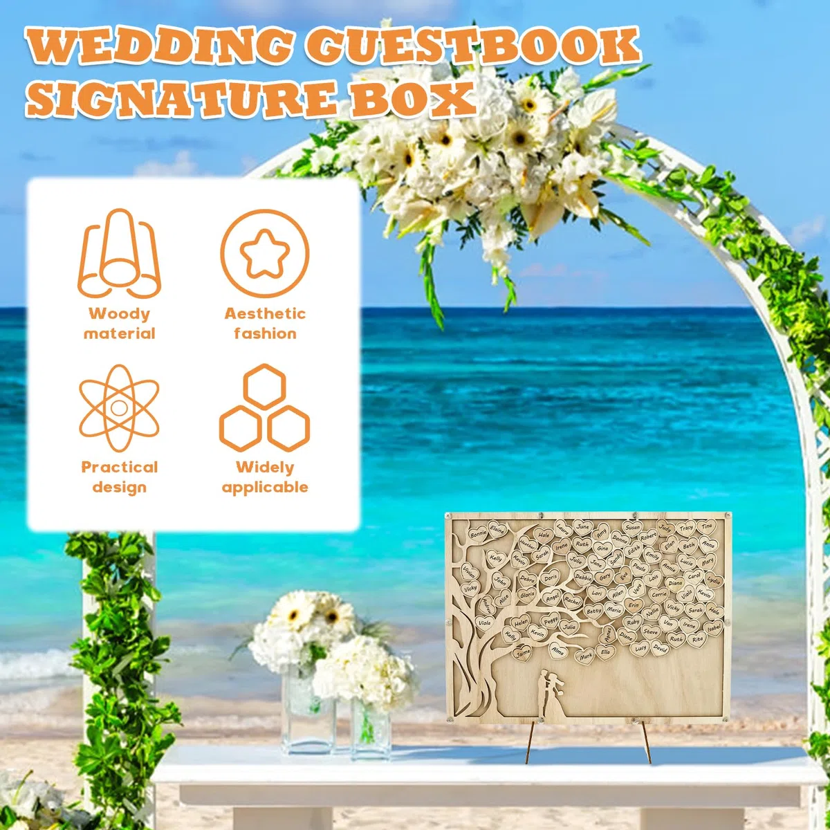 Libro degli ospiti per matrimonio alternativo personalizzato libro degli ospiti per ricevimento di nozze pratico set di libro degli ospiti di nozze con scatola di carta cuori in legno per