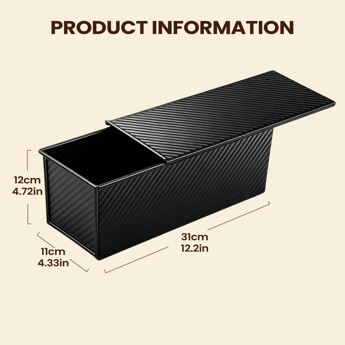 Generico Teglia Per Pane Con Coperchio, Design A Rilascio Facile, 32x12x11 Cm, Stampo Per Pane, Teglia Per In Acciaio Al Carbonio, Uso Multiuso, Per Cucina Domestica Ristorante Panetteria