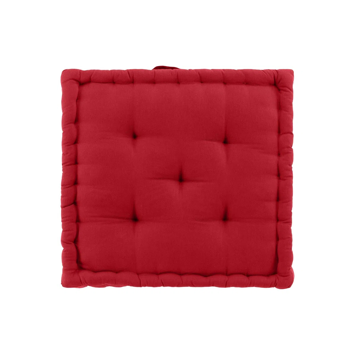 Douceur d'Intérieur Twily Cuscino da Pavimento, 50 x 50 x 10 cm, Rosso, Cotone e Poliestere Riciclato