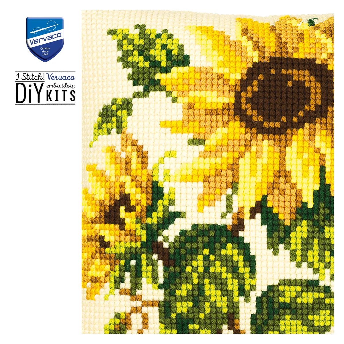 VERVACO Kit Cuscino Punto Croce GIRASOLI Set Ricamo Principianti Cuscini Gobelin Decorativi ca. 40 x 40 cm Accessori Per Lavoretti Creativi DIY Casa Decor Hobby Adulti Cross Stitch