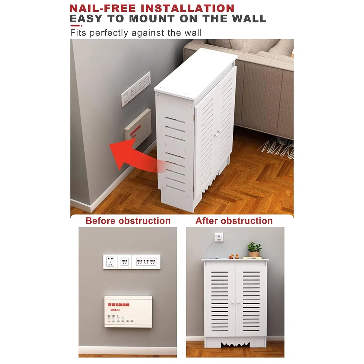 Router Armadio di Stoccaggio WiFi Multimedia TV Rack di Immagazzinaggio con Sportello per Camera Soggiorno e Ufficio Casa.(50x60x30cm)