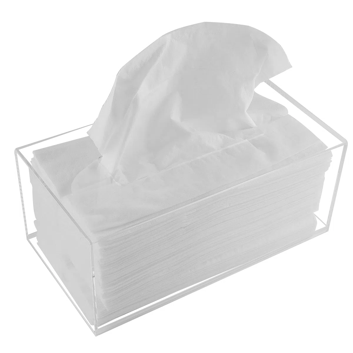 Scatola Porta Fazzoletti Rettangolare in Acrilico, per Tessuti Viso, Tovaglioli, Perfetta per Bagno, Scrivania, Controsoffitti, Vanità, Camera da Letto, Comodini (Rettangolo, Trasparente)