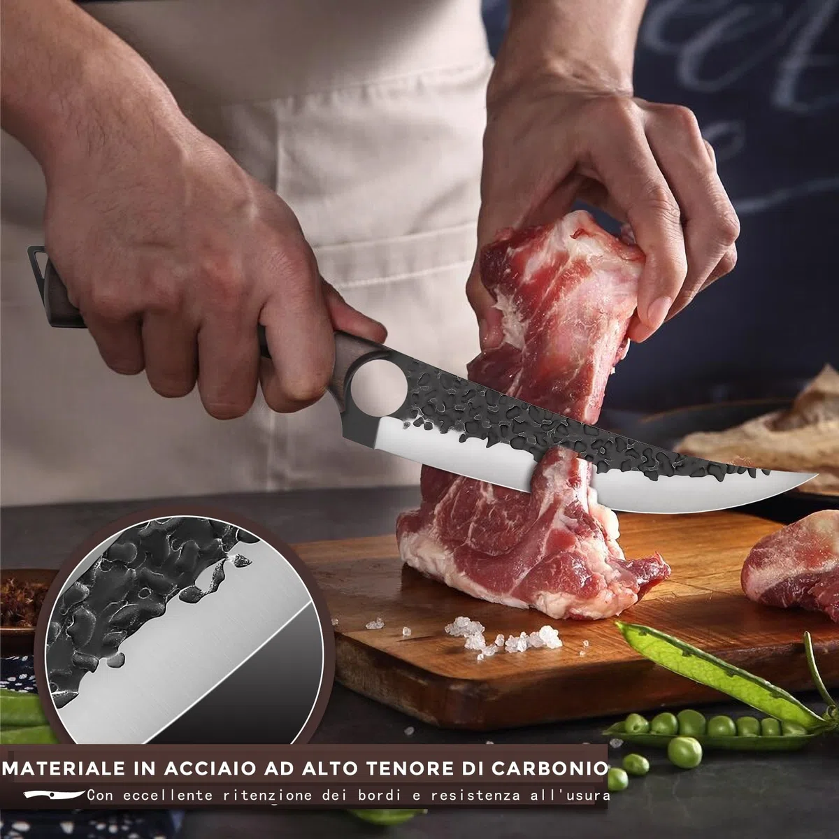 Purple Dragon Coltello per disossare filetti forgiato a mano Coltello professionale da macellaio Coltello da cucina in acciaio al carbonio pieno di seta per disossare carne pesce con scatola regalo