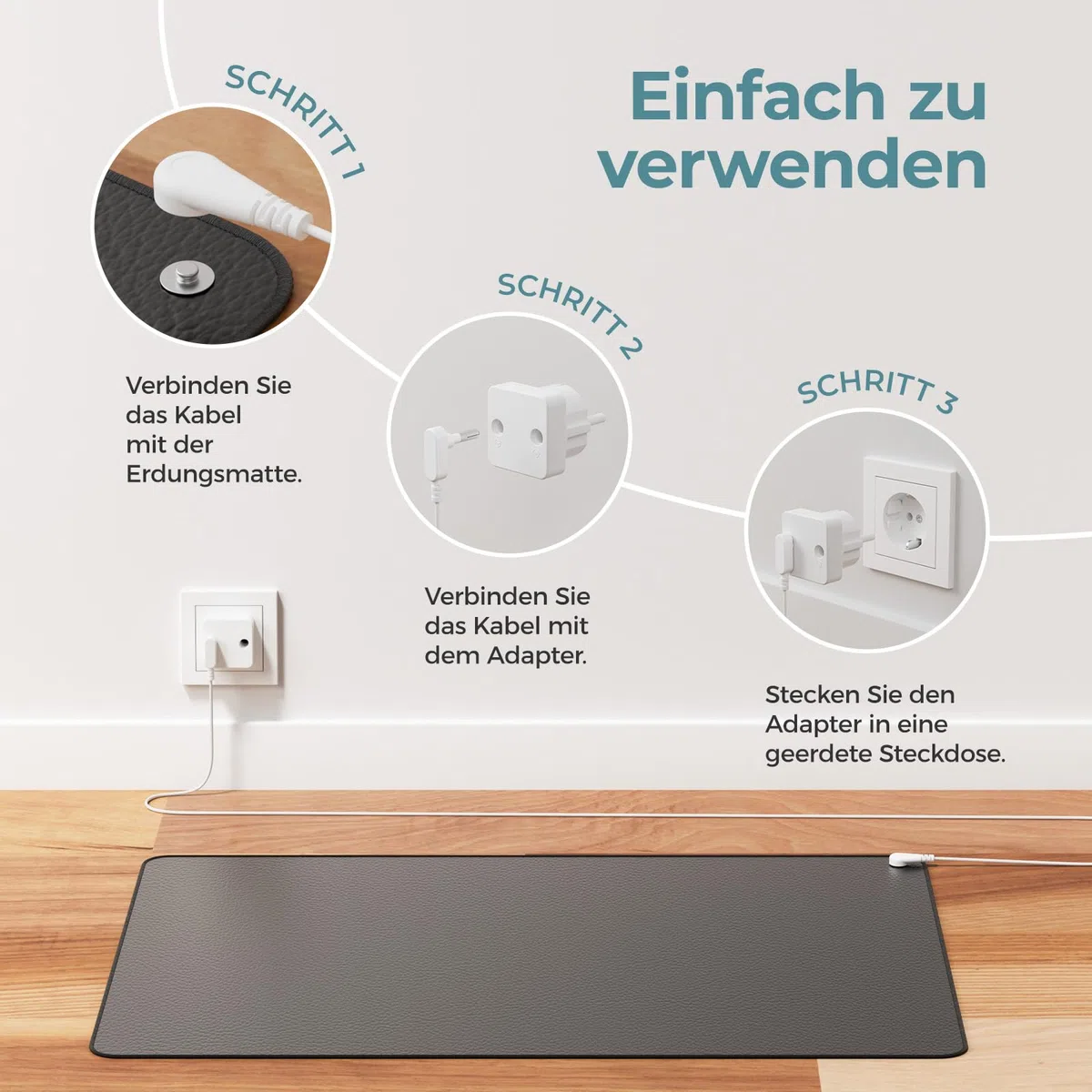 Grounding Mat, Mowend Tappetino di Messa a Terra 40 x 60 cm, ideale per piede, sonno, energia, sollievo dal dolore, infiammazioni, equilibrio e benessere – per una sensazione di messa a terra. Con