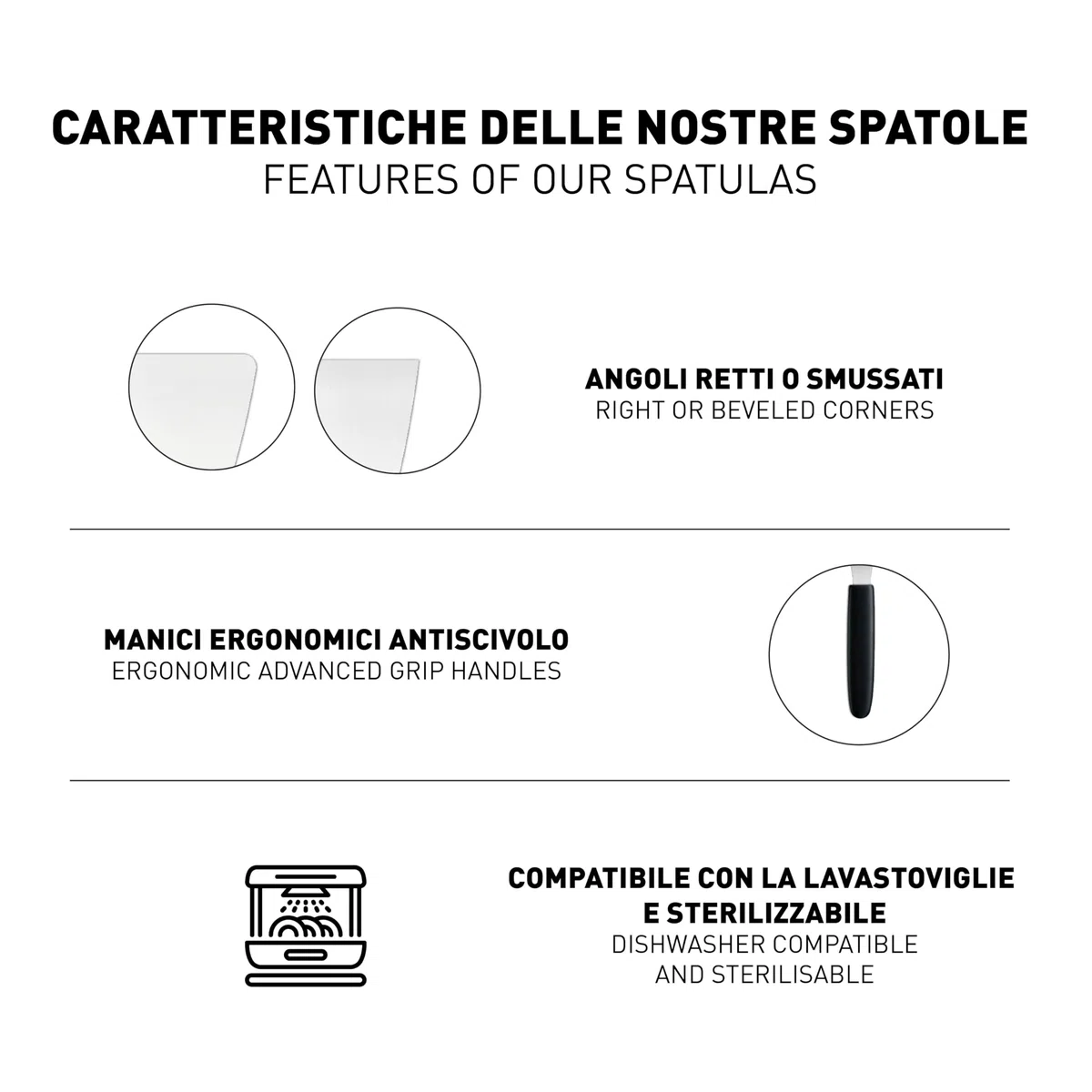 Ambrogio Sanelli - Linea Supra - Spatola di precisione retta cm 12 in Acciaio Inox di alta qualità e Manico Ergonomico in SEBS, Attrezzatura Professionale per Chef, Pasticcieri e Panificatori.