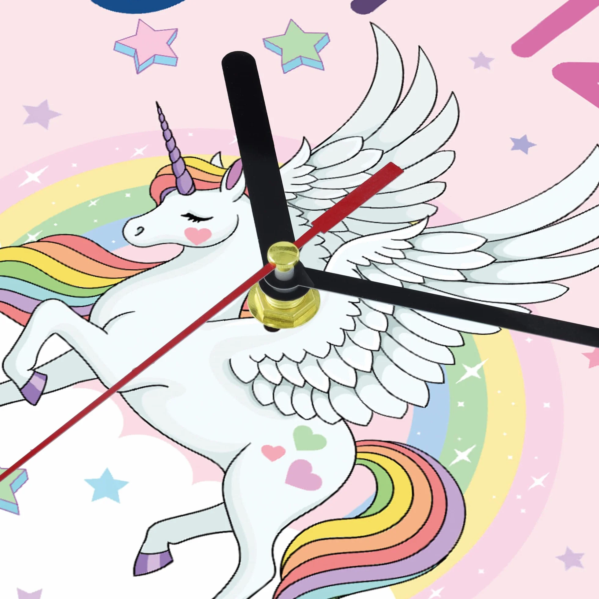 Lafocuse Orologio da Parete Unicorno Ragazze Silenzioso, Moderno Rosa Orologio Bambini, Creativo Design senza Ticchettio per Cameretta Bambini Soggiorno Scuola 30cm