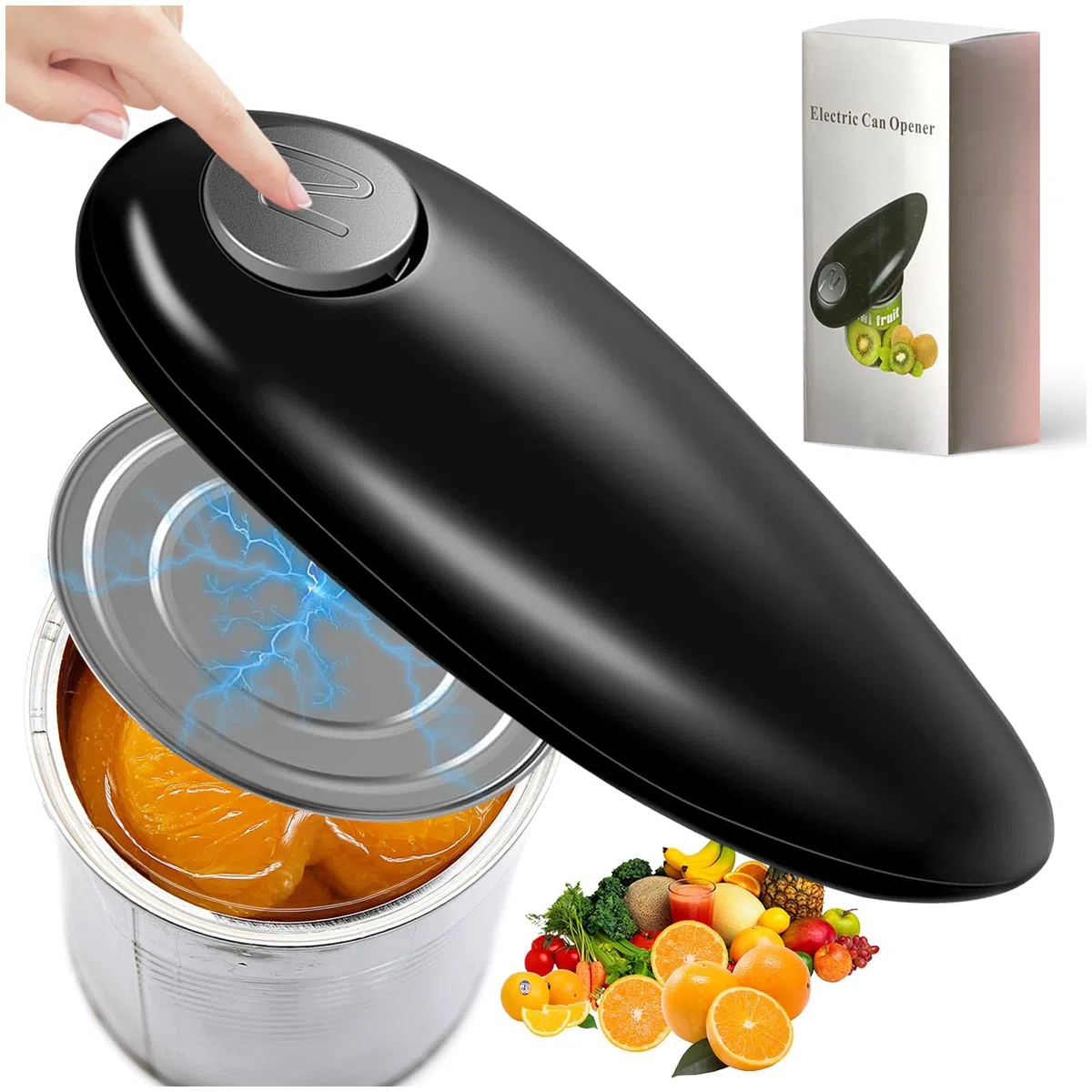 Apriscatole Elettrico, One Touch Automatico Apriscatole Mani Libere Design Compatto Senza Fili Gadget da Cucina con Bordo Liscio per Artritici/Anziani/Home