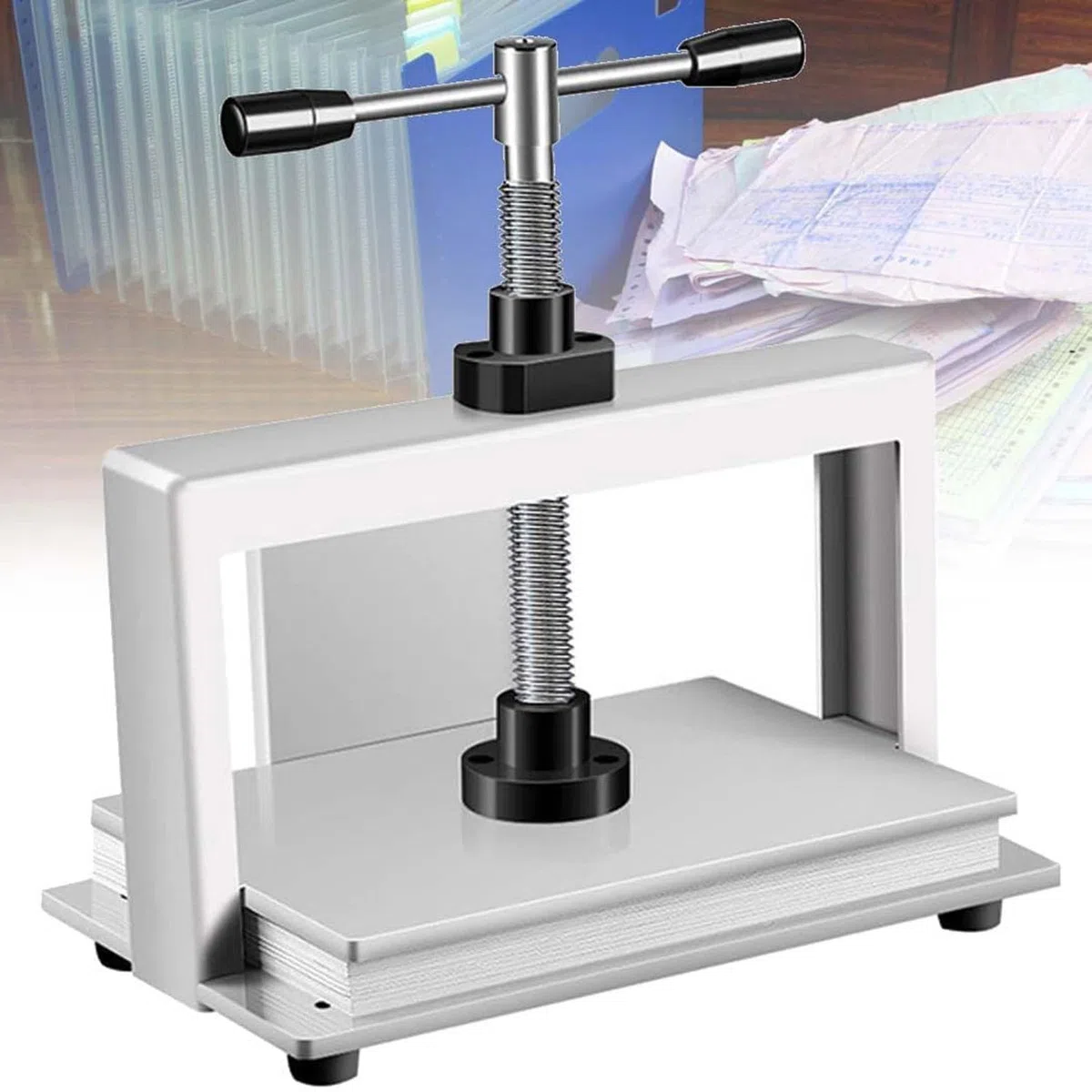Pressa Manuale per Carta per Carta in Formato A4/3 Appiattitrice, Pressa per legatoria, Pressa Manuale per Carta a Pressione da 1500 kg (3306 libbre),A4