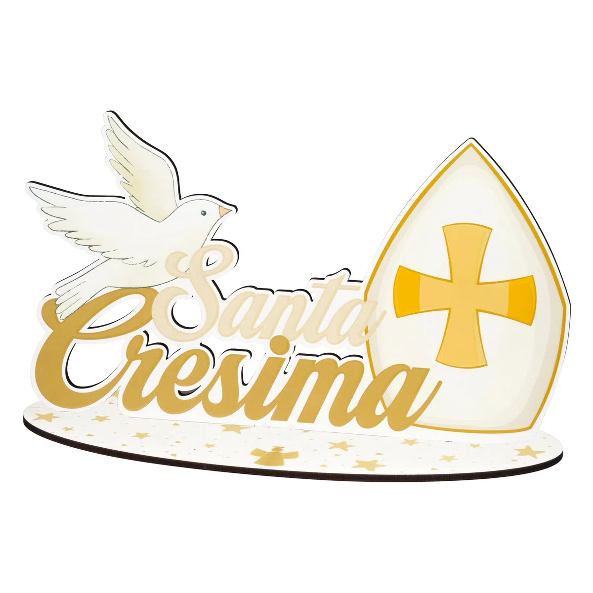 Centrotavola Maxi Scritta in Legno per Eventi (Santa Cresima 35x21 cm)