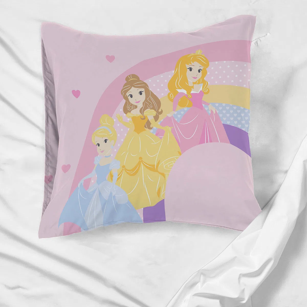 Jay Franco Disney Princess Cutout Set di 2 federe reversibili per bambini, 65 x 65 cm, 100% cotone