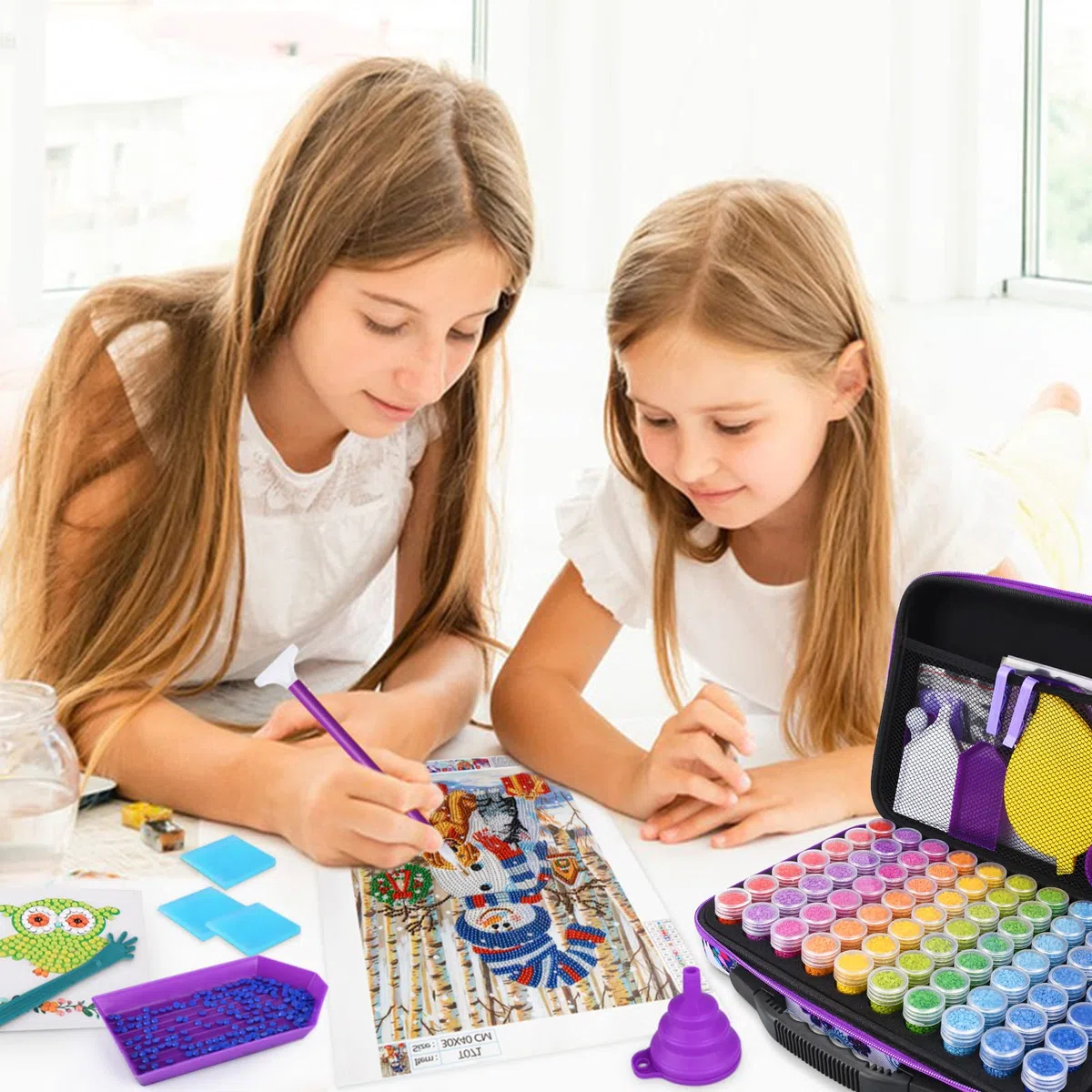 Strumenti di Pittura Diamante,Diamond Painting Kit Completo,132 Pezzi DIY Diamond Painting Kit,con 70 scomparti, per Fai da Te, Nail Art,Lavori Artigianali,Orecchini