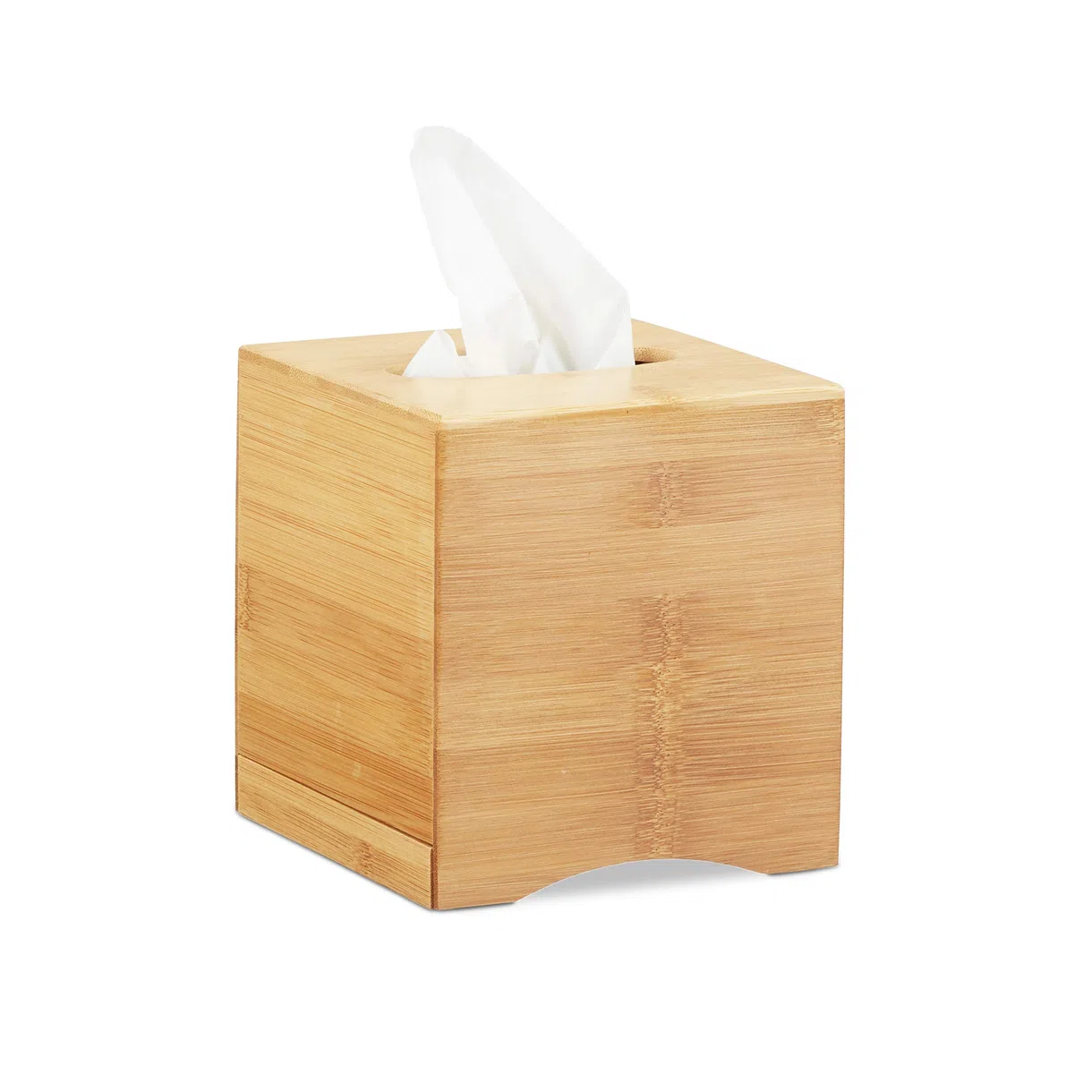 Relaxdays Portasalviette, Quadrato, Scatola Portafazzoletti, Portacosmetici in Bambù, HLP: 15,5x14,5x14,5 cm, Naturale