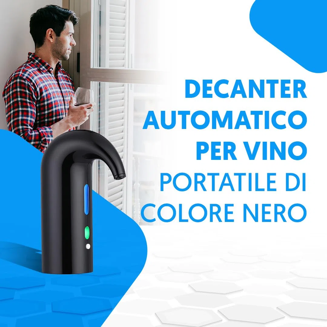 NK Decanter per vino elettrico, aeratore per vino automatico e portatile, ricaricabile tramite USB, con tubo in silicone e sacchetto in tessuto, filtro e pulsante ON/OFF, batteria 1500 mAh
