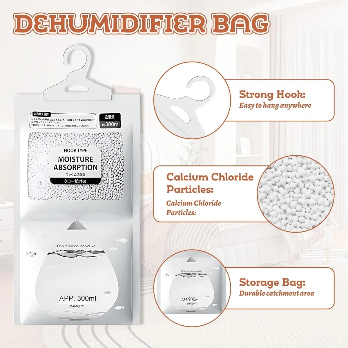 10 Pezzi Sacchetti per Deumidificatore Antimuffa, Sacchetti Deumidificanti per Guardaroba Sacchetti a Prova di Umidità, Granuli Deumidificanti Appesi per Guardaroba, Cucina