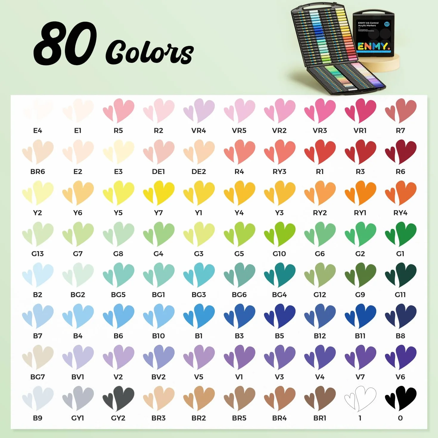 ENMY 80 Colori Pennarelli Acrilici, Penna da Pittura Acrilica Liquida Diretta, Pennarelli per Tessuti per Tessile, Tela, Roccia, Vetro, Legno, Carta, Fai da Te, Penne da Colorare Acriliche per