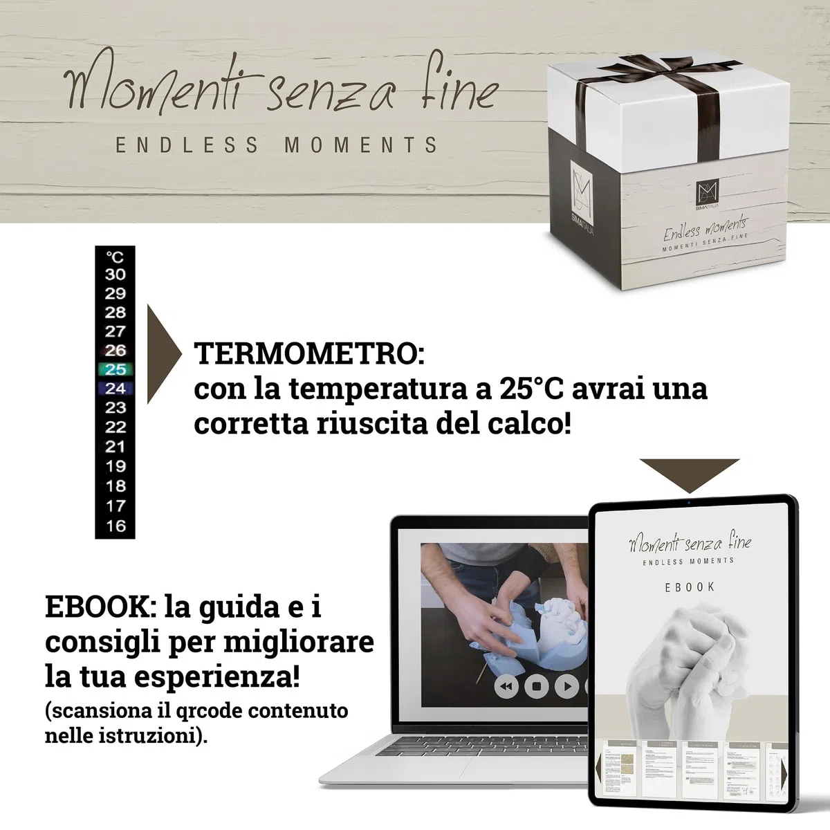 SIMAITALIA Kit Calco Mani Coppia Completo con Video Guida ed Ebook - Stampo 3D in Gesso e Alginato