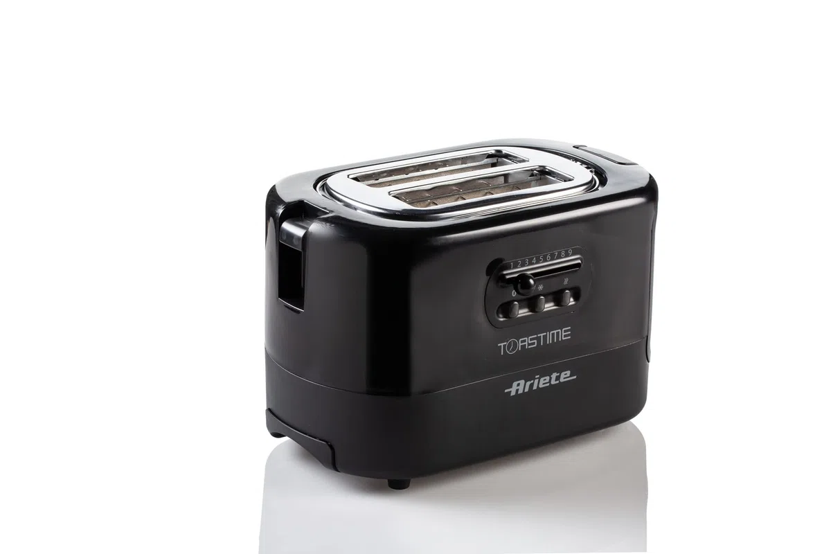 Ariete 159 Toastime - Tostapane con Pinze per 2 fette di pane - 9 Gradi di Doratura - 700 Watt - Nero