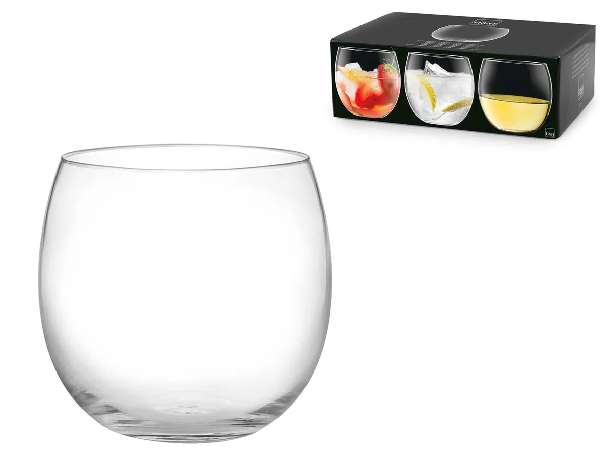 H&H set 6 bicchieri vino, Bubbly, in vetro trasparente, capacità 320 cc, lavabili in lavastoviglie