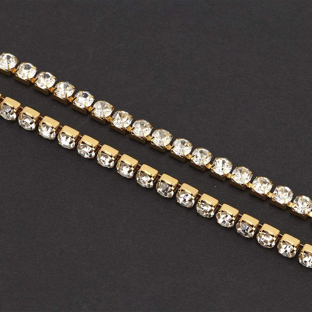 Nastro di da 10 Iarde, Rotolo di Rifinitura a Catena in Cristallo di Diamante in Resina per la Decorazione di Cucito della Festa Nuziale del Mestiere Fai-da-te(4mm-Oro)
