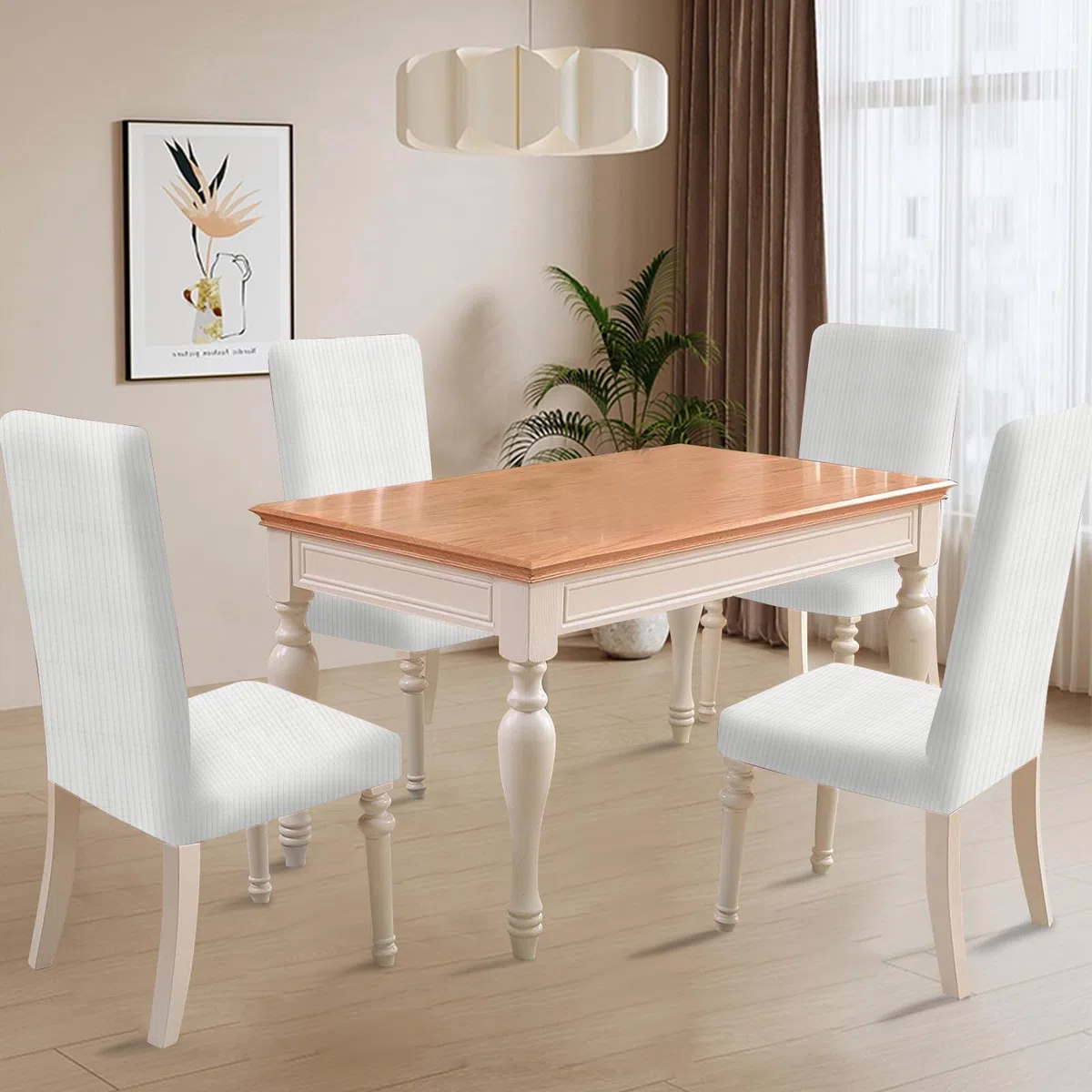 Ystyle Coprisedie con Schienale 4 Pezzi, Elasticizzato Copri Sedie Soggiorno Cucina, Universali Coprisedia Elasticizzati, Moderno Fodere per Sedie Antigraffio Gatto, Bianco