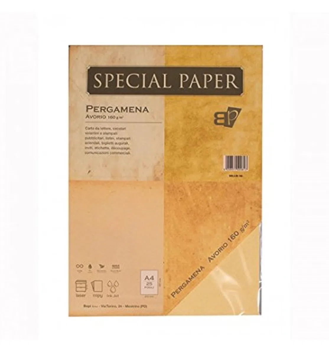 Carta Bapi Pergamena Avorio A4 160 gr. 25 ff