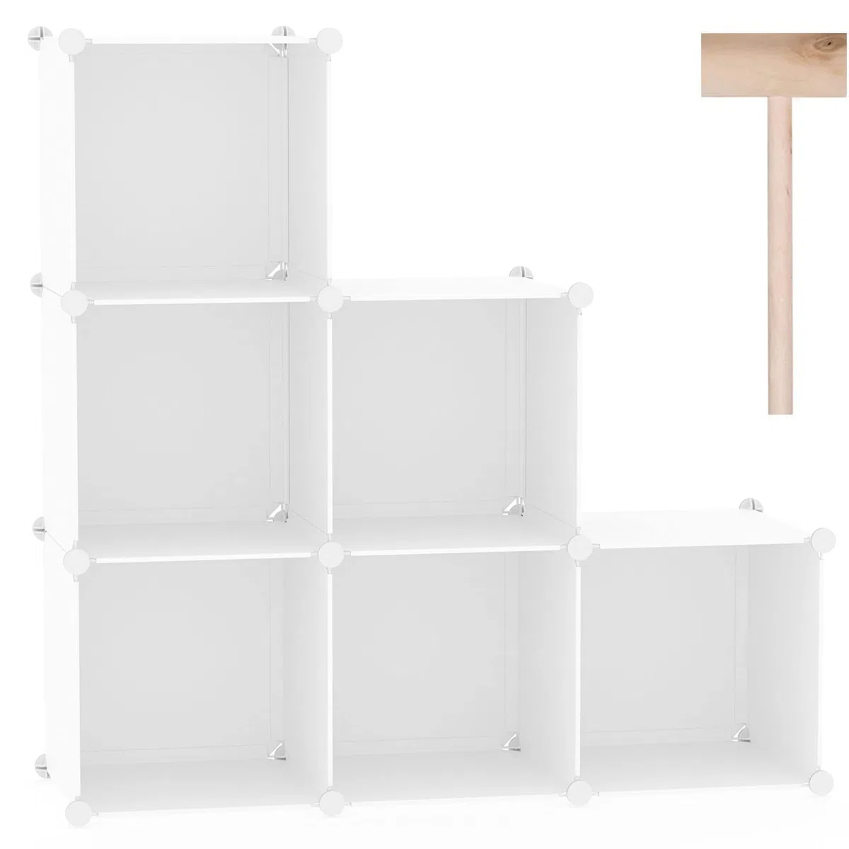 C&AHOME Organizzatore di contenitori a cubo, scaffali a 6 cubi, armadio, scaffale modulare in plastica fai-da-te, ideale per camera da letto, soggiorno, ufficio, 36,6 "L x 12,4" L x 36,6 "H Latteo