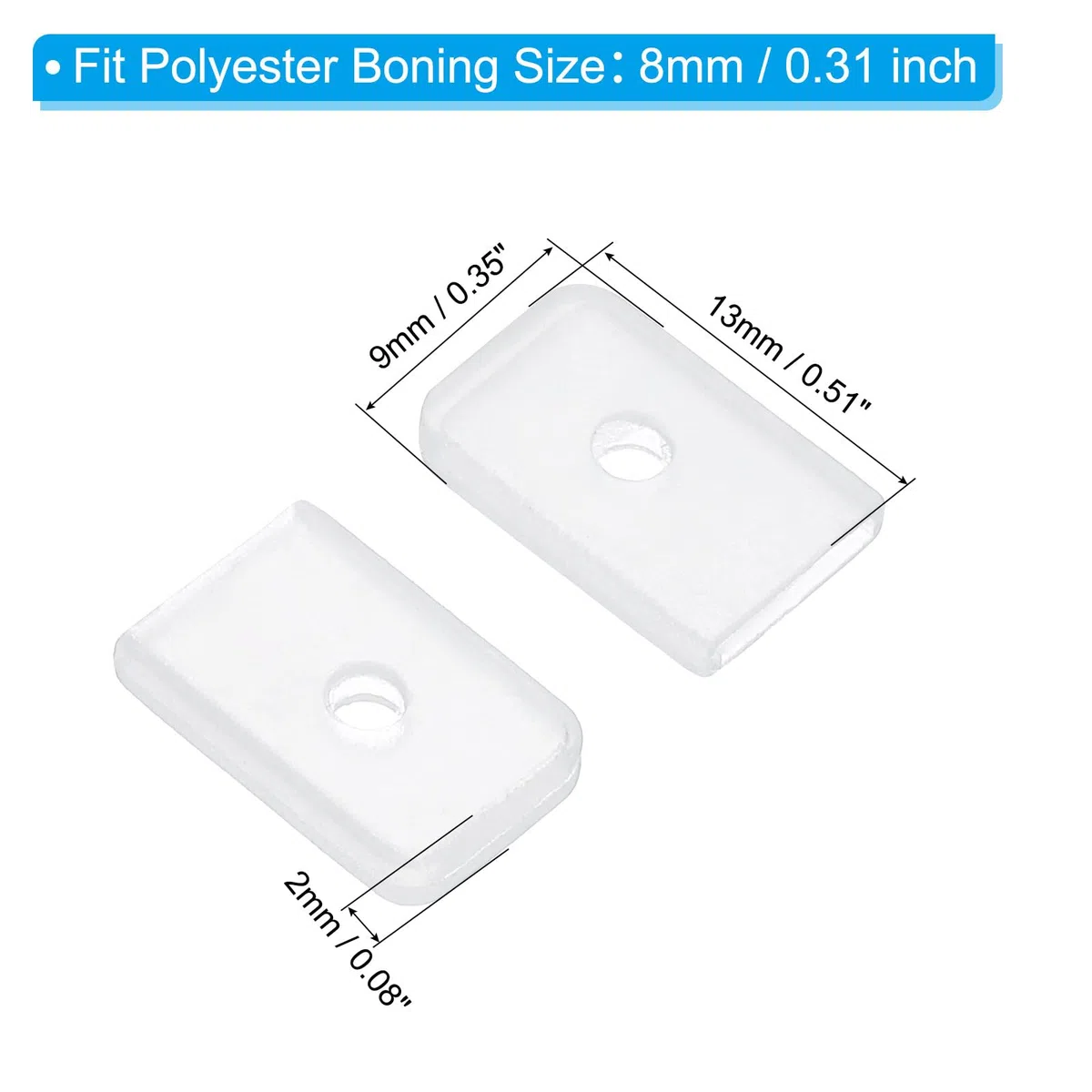 PATIKIL Tappi Terminali Silicone per Cucito, 200Pz Punte a Spirale per Stecche Corsetti per Colletti, Applicabili a Stecche Poliestere 8mm, Trasparenti