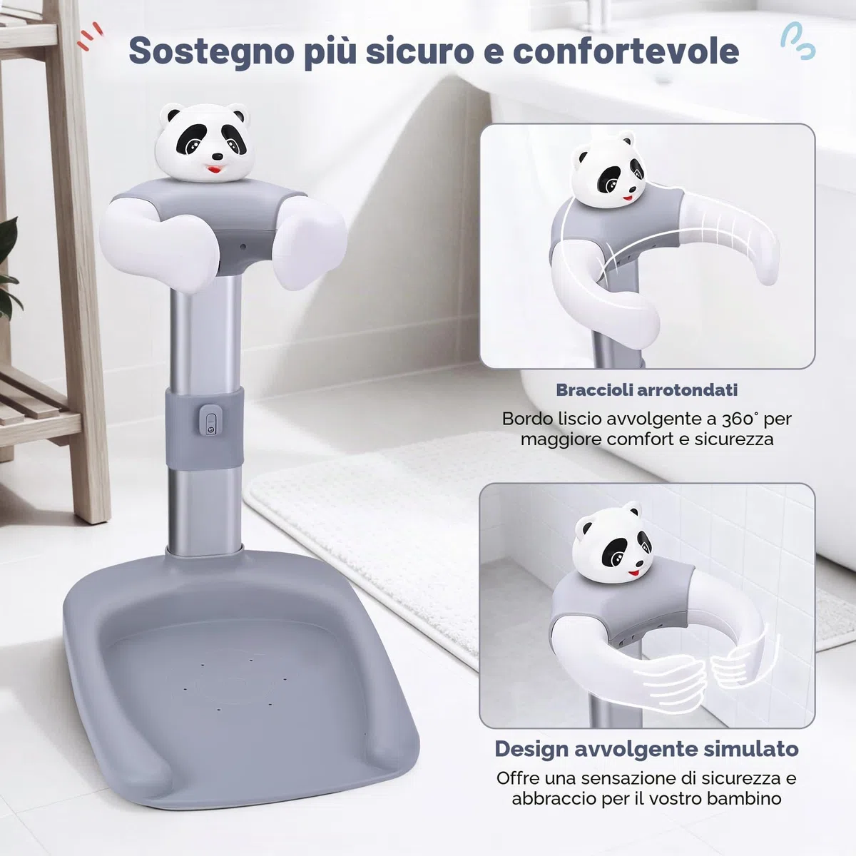 Supporto Doccia Bambini In Piedi, torre da bagno regolabile per bambini per alzarsi in piedi per alzarsi in piedi,Maniglia di Sicurezza per Bambini da 8 a 36 Mesi,per neonati e bambino