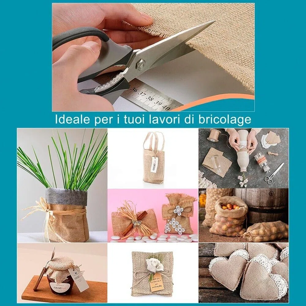 Juta Tessuto Tela Yuta Fibra Naturale 336 GR/m² Decorazioni Casa Rivestimenti Bricolage 150x300 Cm