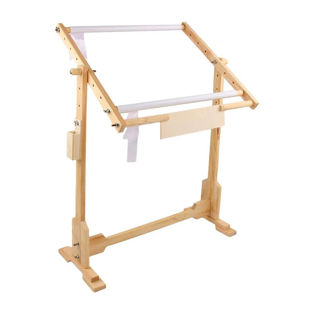 Wakects, supporto per punto croce, in legno con supporto, supporto per ricamo a punto croce, 50 cm, coperchio girevole a 360 gradi