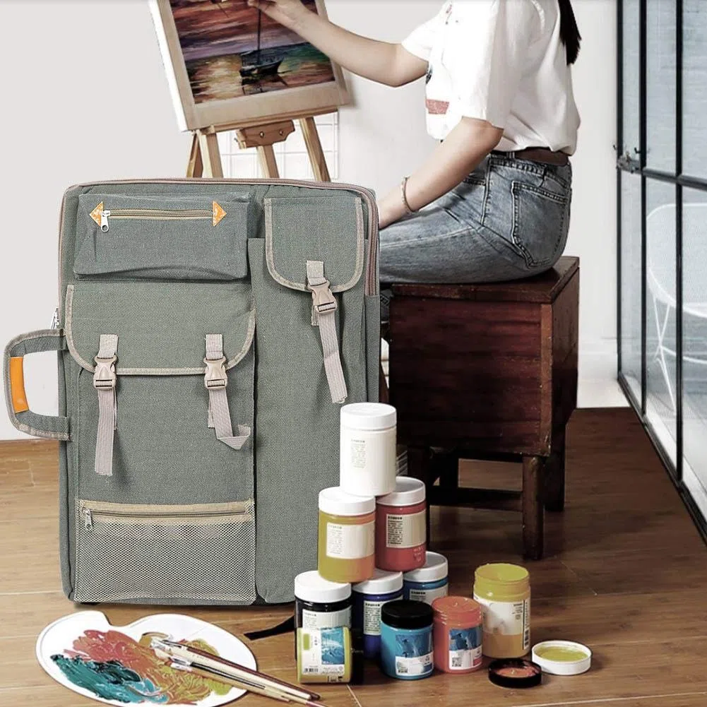 HEEPDD Artisti Carry Bag, Canvas 4K Artist Portfolio Carry Borsa a tracolla multifunzionale Drawboard Zaino per disegno Sketching Pittura 25.98 x 19.69in