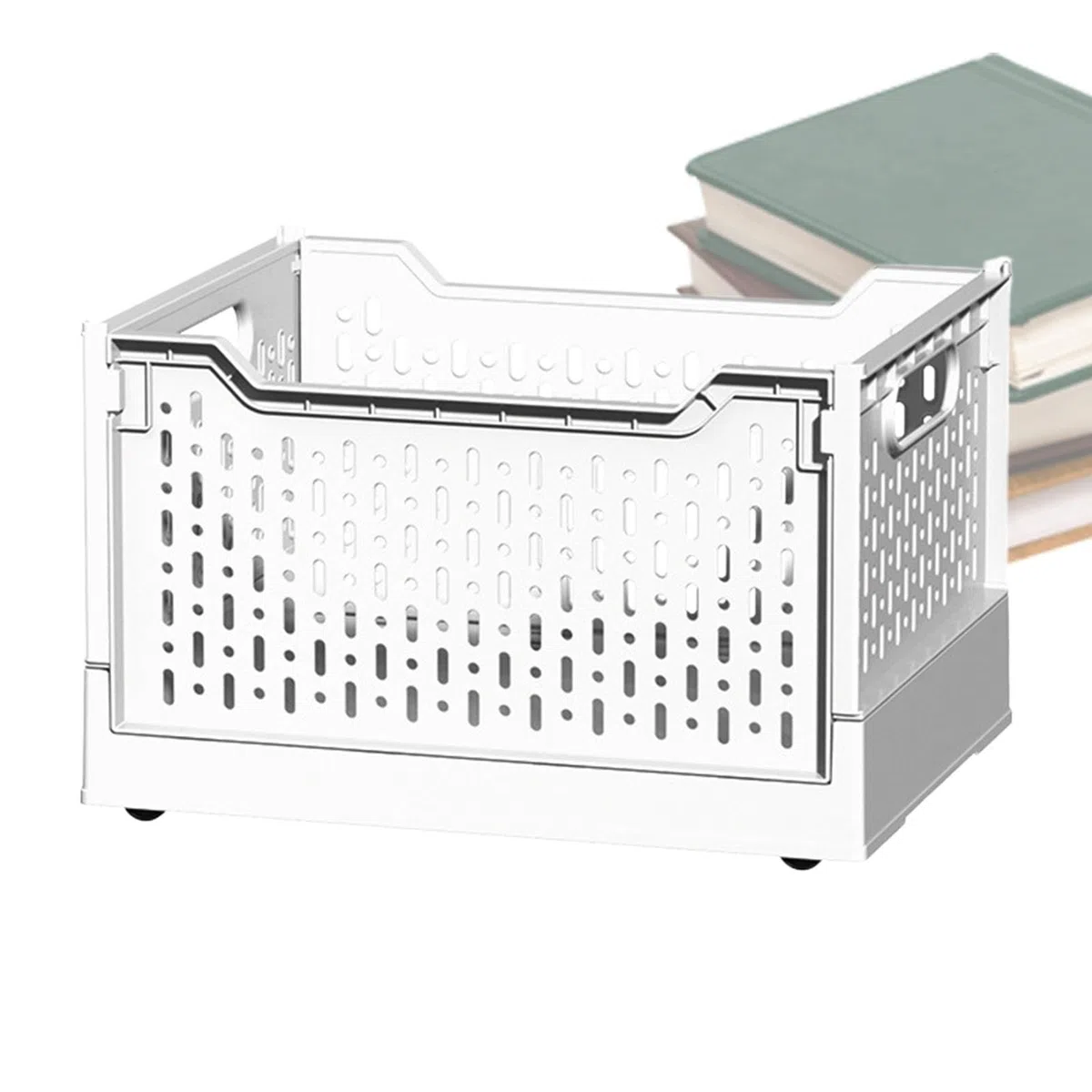 Scatole portaoggetti pieghevoli con ruote, cassette portaoggetti portatili, casse portaoggetti multifunzione, scatola portaoggetti robusta 28x29x38,5 cm/11,02x11,42x15,16 pollici per la casa Bianco, G