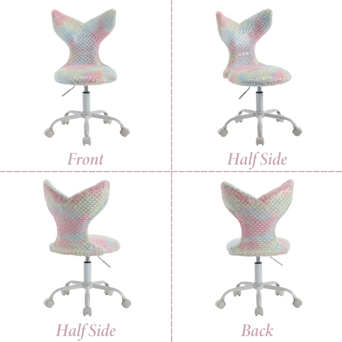 Ya-Home Sedia da Scrivania Bambina Poltrona Girevole Regolabile in Altezza Sedia per Bambini a Sirena per Cameretta, Rosa