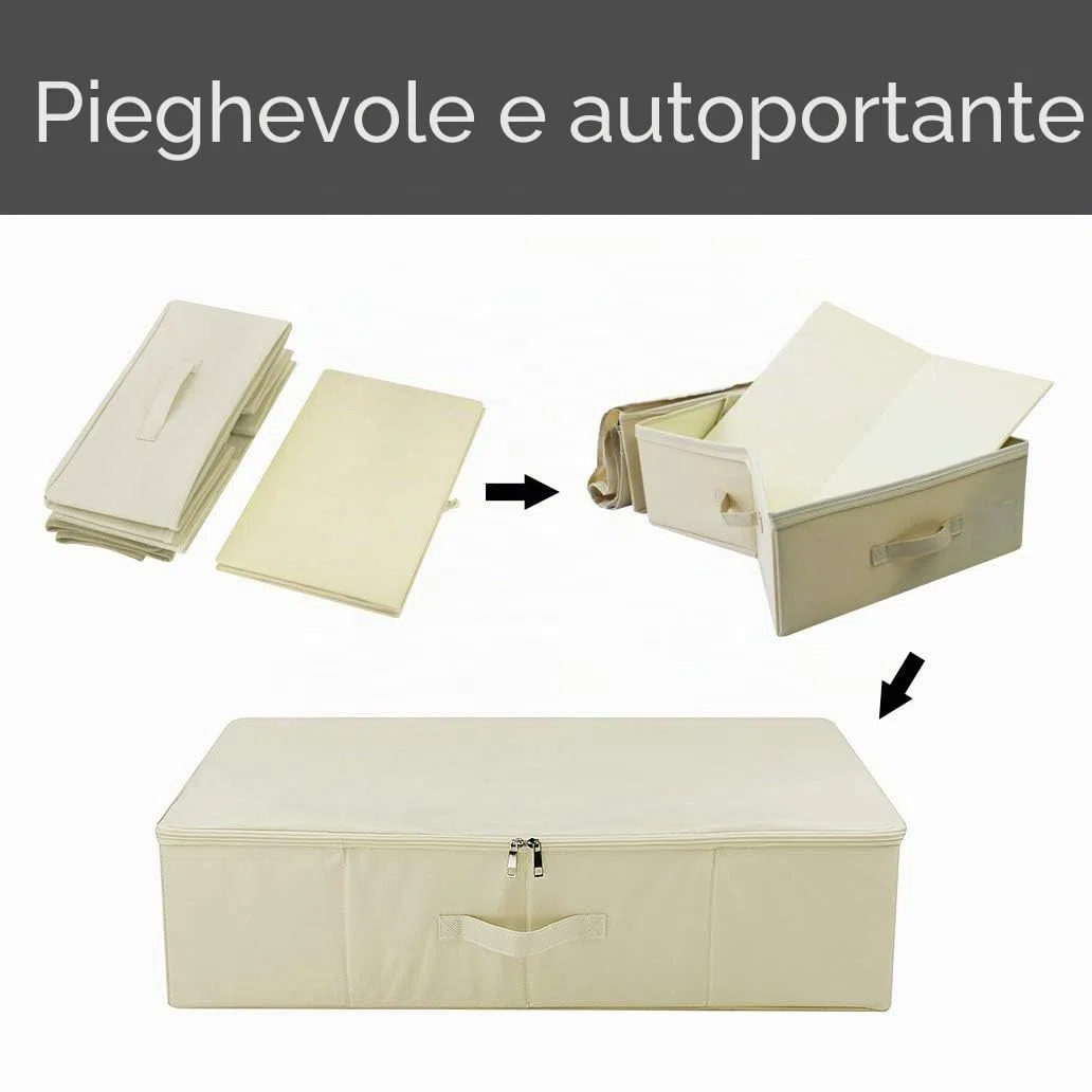 iwill CREATE PRO Pieghevole con Coperchio sotto la Scatola di immagazzinaggio del Letto, Bordo Inferiore Amovibile, pattumiere sottobase AntiGraffio, Beige