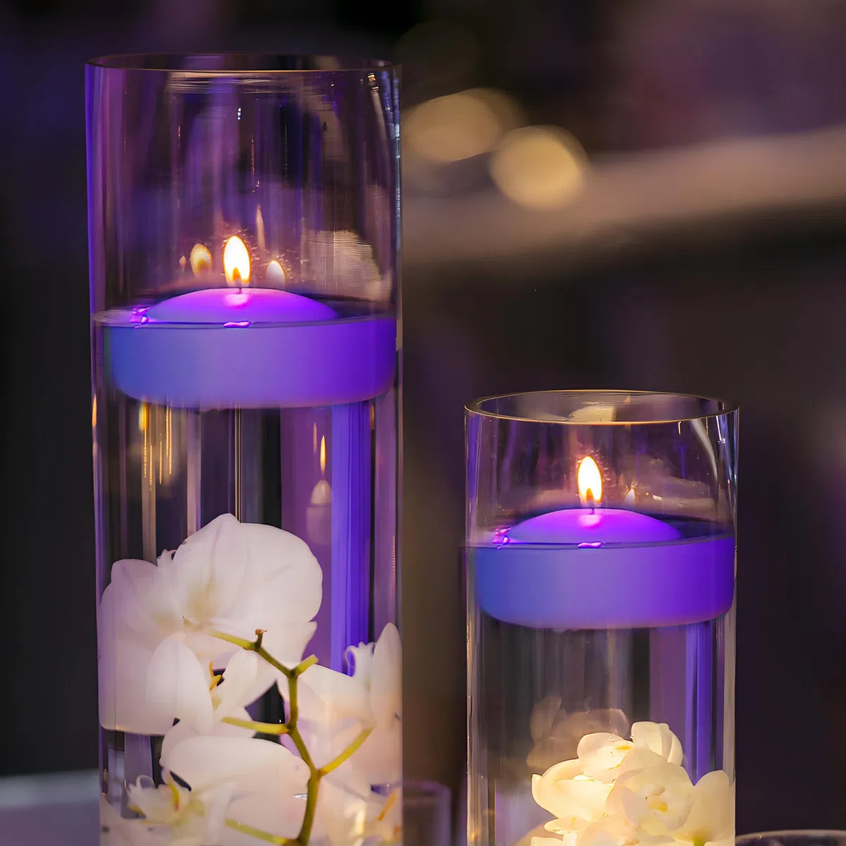 24 candele galleggianti viola, 5 cm, senza profumo, per piscina di nozze, vasca da bagno di San Valentino, cena, decorazione natalizia (viola)