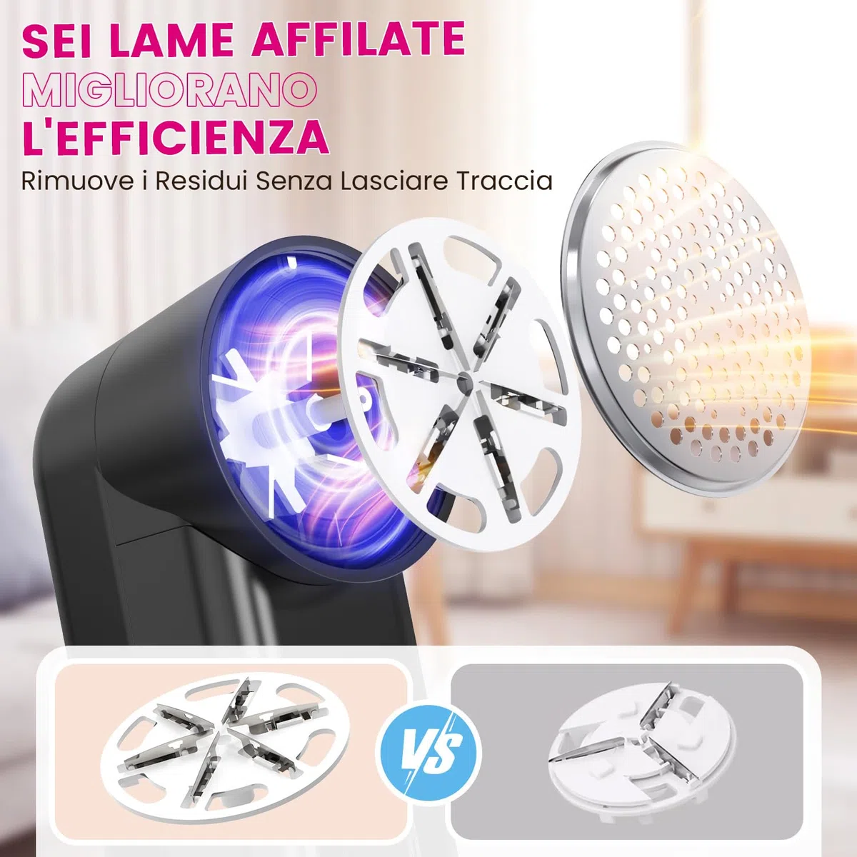 Ziitty Leva pelucchi Elettronico, Viene Fornito con 3 Lame da 6 in Omaggio, Display LCD, Cavo di Ricarica Type-C, Piccola Spazzola, Adatto a Tutti i Tessuti, Grande Regalo di Famiglia per le Donne